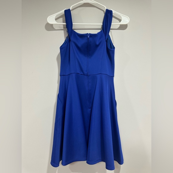 Elegant Blue Off the Shoulder Mini Dress - Picture 2 of 4